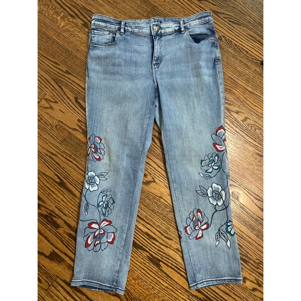 Style & Co light wash boyfriend jeans with floral embroidery
